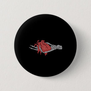 Chapa Redonda De 5 Cm Manos de Skeleton Heart