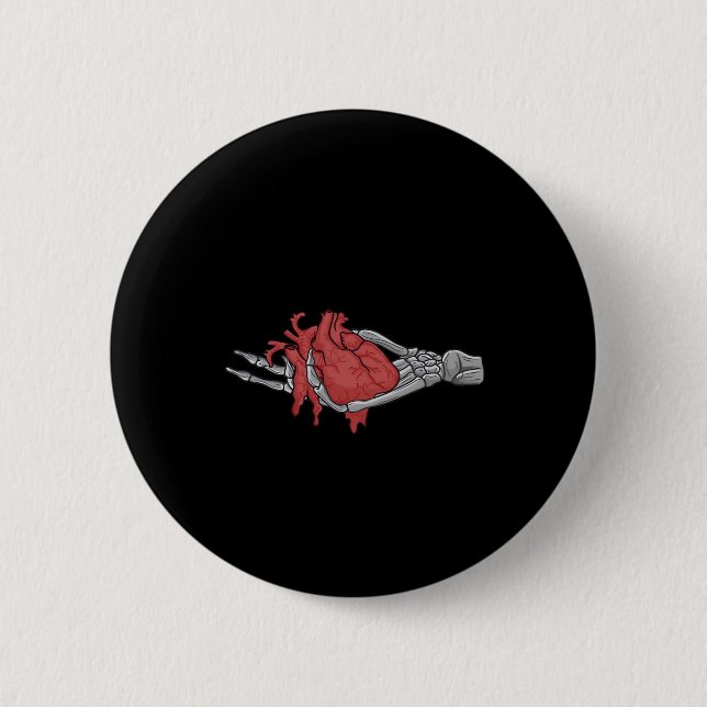 Chapa Redonda De 5 Cm Manos de Skeleton Heart (Anverso)