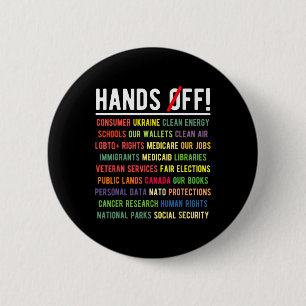 Chapa Redonda De 5 Cm Manos Fuera de Medicaid Medicare Seguridad Social