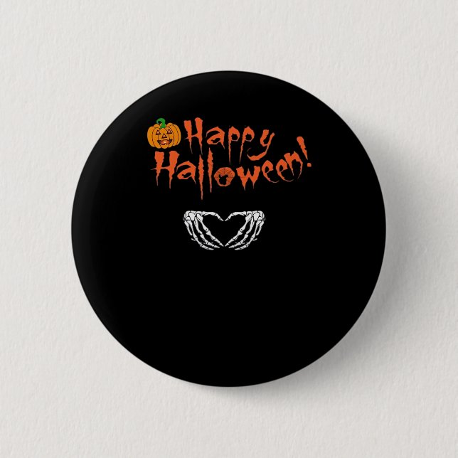 Chapa Redonda De 5 Cm Manos Skeleton espumosas. Feliz Halloween. (Anverso)