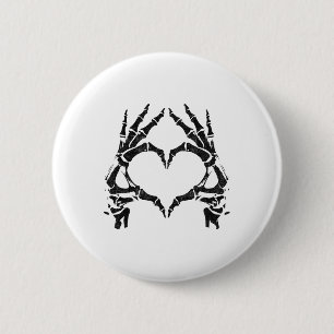 Chapa Redonda De 5 Cm Manos Skeleton Heart - Halloween - Manos Skeleton