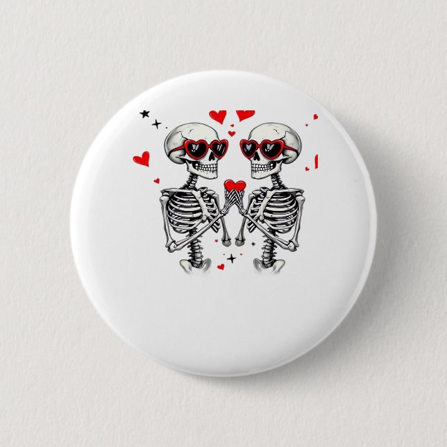 Chapa Redonda De 5 Cm Manos Skeleton Heart Para Tendencias (Anverso)