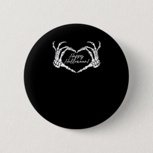 Chapa Redonda De 5 Cm Manos Skeleton Heart, Skeleton Feliz Halloween, Ja