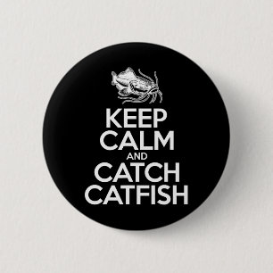 Chapa Redonda De 5 Cm Mantén la calma y atrapa peces - Gato pescador de 