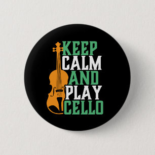 Chapa Redonda De 5 Cm Mantén la calma y juega a Cello Funny Cellist Musi