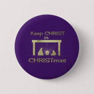 Chapa Redonda De 5 Cm Mantener Cristo en Navidades Botones de botones Pi