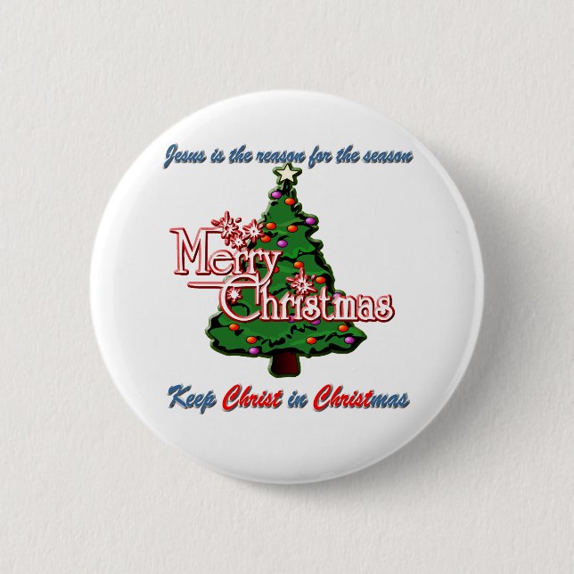 Chapa Redonda De 5 Cm Mantenga a Cristo navidad (Anverso)