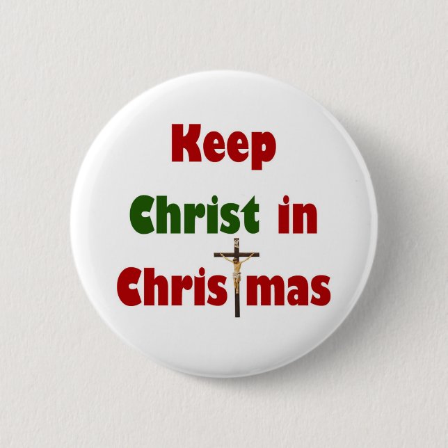 Chapa Redonda De 5 Cm Mantenga a Cristo navidad (Anverso)