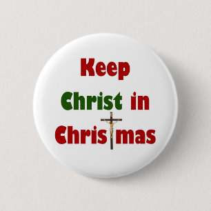 Chapa Redonda De 5 Cm Mantenga a Cristo navidad