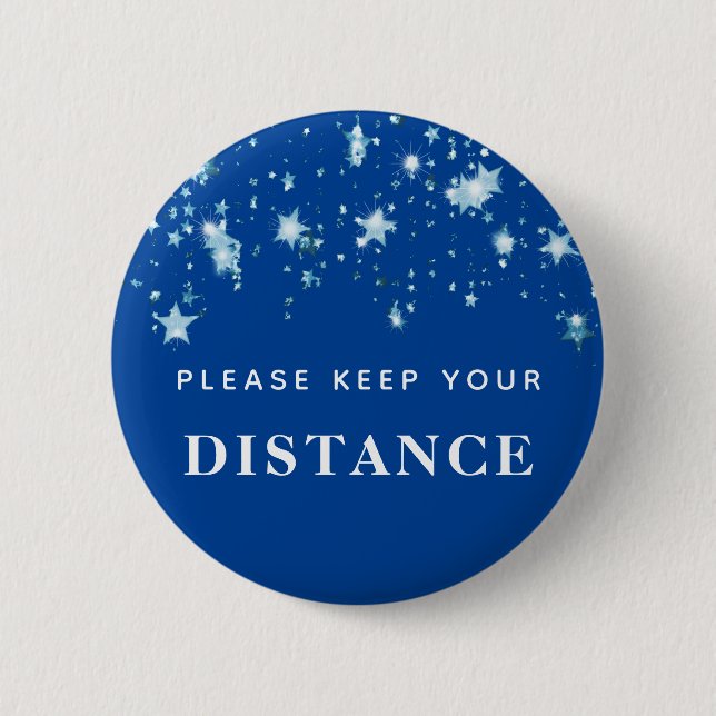 Chapa Redonda De 5 Cm Mantenga su distancia covid-19 brillantes estrella (Anverso)