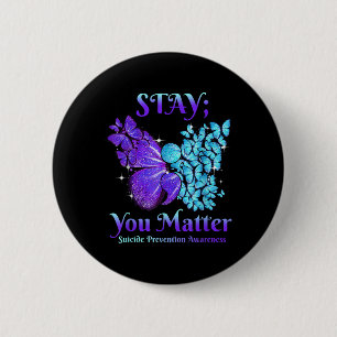 Chapa Redonda De 5 Cm Manténganse mariposa Semicolón Conciencia Suicida