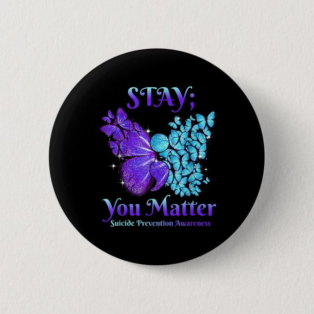 Chapa Redonda De 5 Cm Manténganse mariposa Semicolón Conciencia Suicida (Anverso)