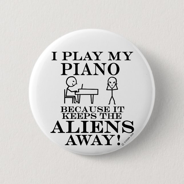 Chapa Redonda De 5 Cm Mantiene a los extranjeros alejados del piano (Anverso)