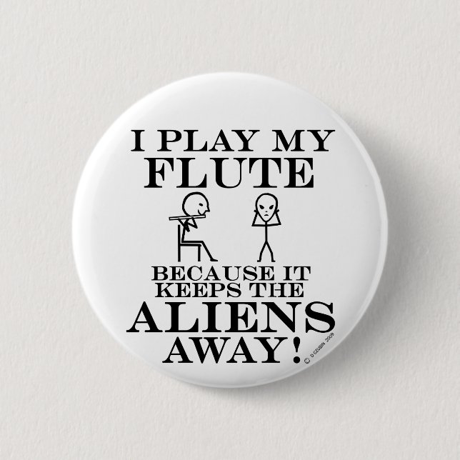 Chapa Redonda De 5 Cm Mantiene a los extranjeros lejos de la flauta (Anverso)