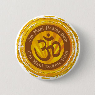 Chapa Redonda De 5 Cm Mantra tibetano con el símbolo de Aum