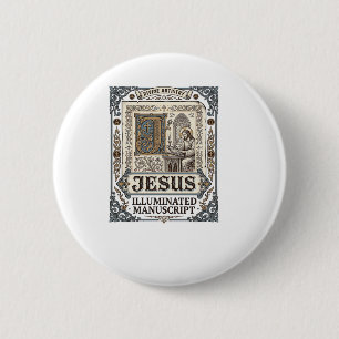 Chapa Redonda De 5 Cm Manuscrito de Jesús Fe Católica Vintage