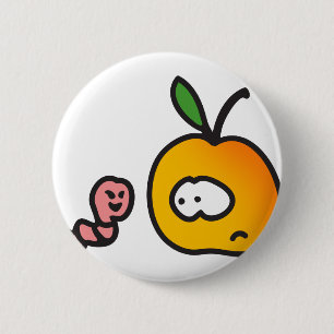 Chapa Redonda De 5 Cm Manzana con gusano