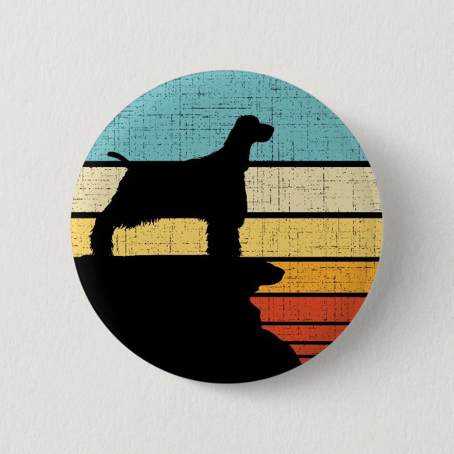 Chapa Redonda De 5 Cm Manzana inglesa spaniel retro lechón (Anverso)