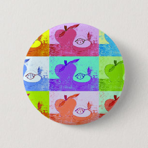 Chapa Redonda De 5 Cm Manzana Pop Art