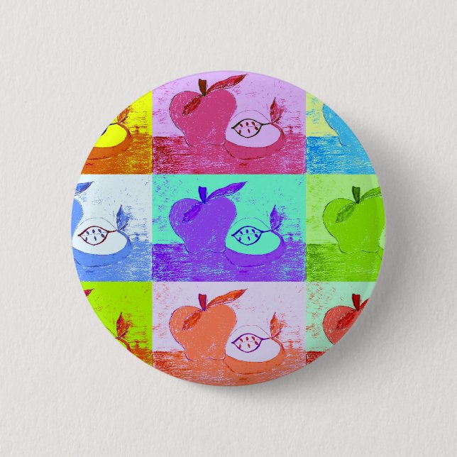 Chapa Redonda De 5 Cm Manzana Pop Art (Anverso)