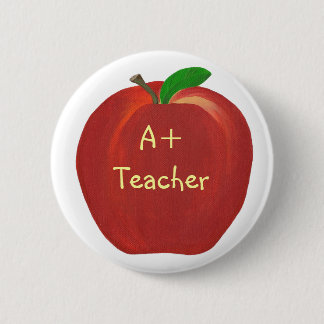 Chapa Redonda De 5 Cm Manzanas rojas, A+ Pin de profesor en botones