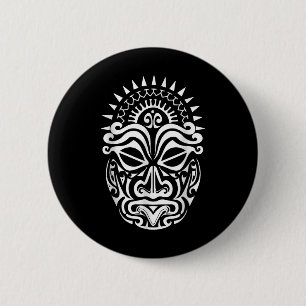 Chapa Redonda De 5 Cm Maorí Polinesia Tattoo Haka Dance Face Mask Head