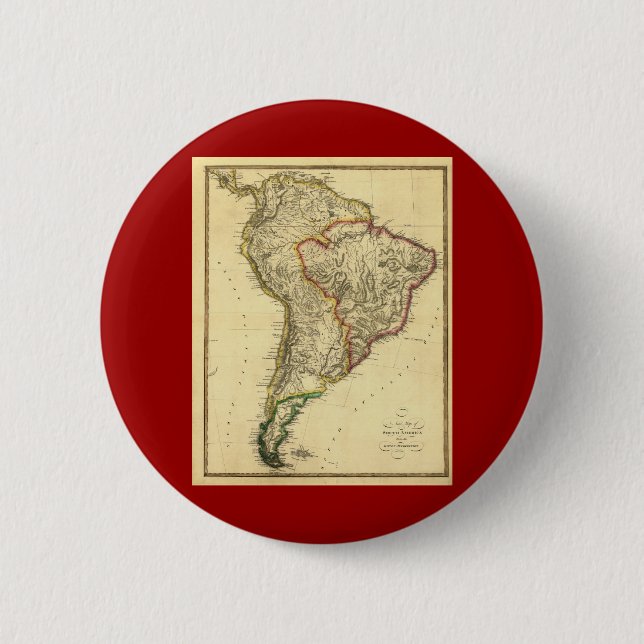 Chapa Redonda De 5 Cm Mapa 1817 de Suramérica (Anverso)