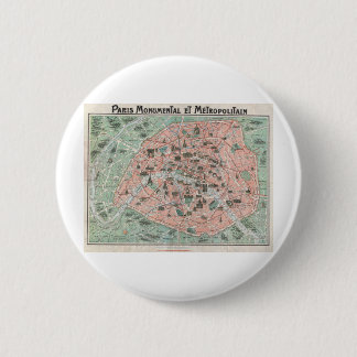 Chapa Redonda De 5 Cm Mapa 1932 del art déco de París, Francia
