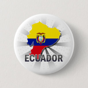 Chapa Redonda De 5 Cm Mapa 2,0 de la bandera de Ecuador