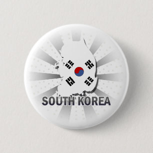 Chapa Redonda De 5 Cm Mapa 2,0 de la bandera de la Corea del Sur