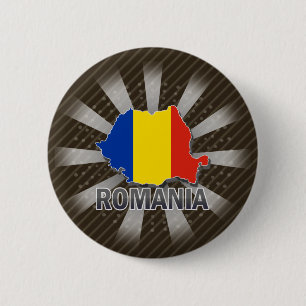 Chapa Redonda De 5 Cm Mapa 2,0 de la bandera de Rumania