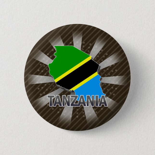 Chapa Redonda De 5 Cm Mapa 2,0 de la bandera de Tanzania (Anverso)