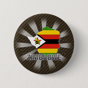 Chapa Redonda De 5 Cm Mapa 2,0 de la bandera de Zimbabwe