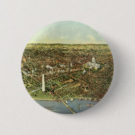 Chapa Redonda De 5 Cm Mapa antiguo con vista panorámica de Washington DC