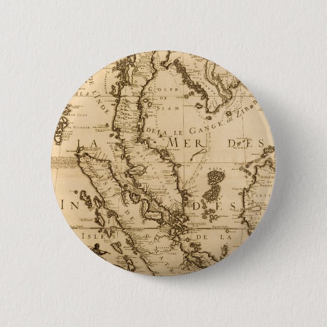 Chapa Redonda De 5 Cm Mapa antiguo de Asia sudoriental el | 1687 (Anverso)