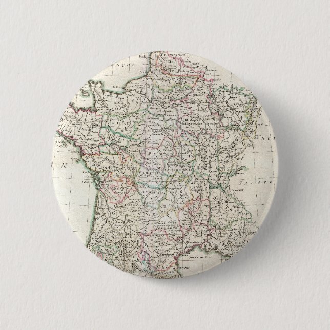 Chapa Redonda De 5 Cm Mapa Antiguo de Francia (1771) (Anverso)