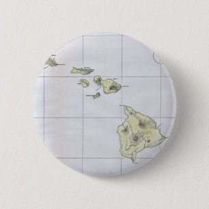Chapa Redonda De 5 Cm Mapa Antiguo de Hawái (1883)