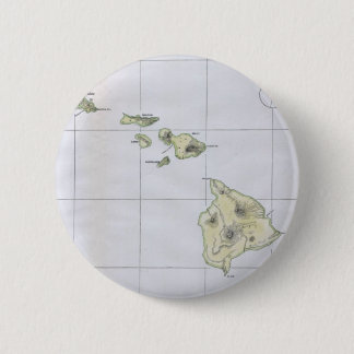 Chapa Redonda De 5 Cm Mapa Antiguo de Hawái (1883)