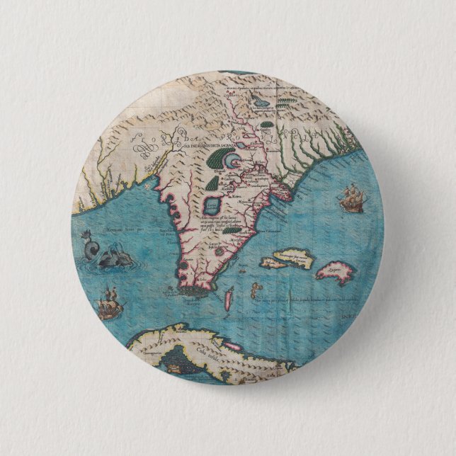 Chapa Redonda De 5 Cm Mapa antiguo de la Florida y de Cuba (Anverso)