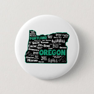 Chapa Redonda De 5 Cm Mapa aproximado de Oregón, Portland, Salem, Eugen