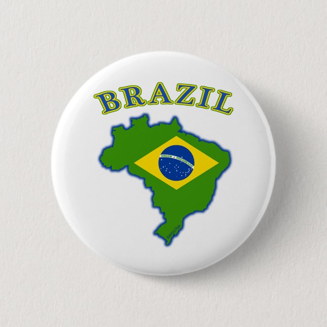 Chapa Redonda De 5 Cm Mapa/bandera del Brasil (Anverso)