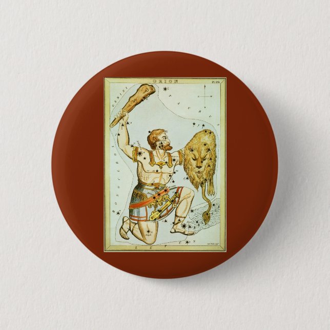 Chapa Redonda De 5 Cm Mapa celestial de la astronomía vintage del espejo (Anverso)