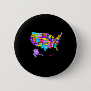 Chapa Redonda De 5 Cm Mapa colorido de los Estados Unidos de América con