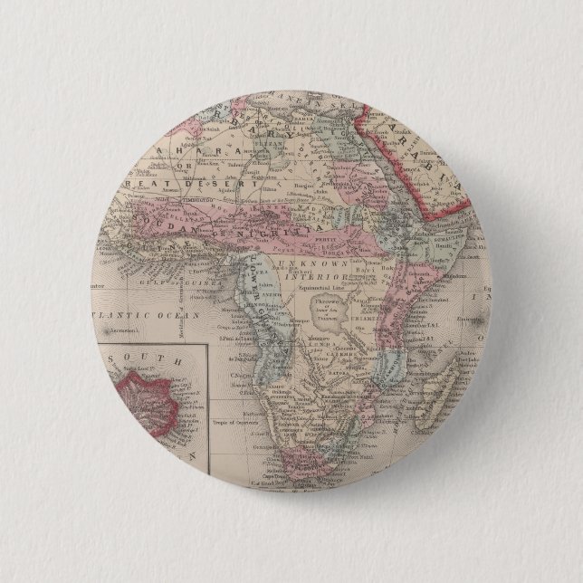 Chapa Redonda De 5 Cm Mapa de África con St. Helena (Anverso)