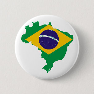 Chapa Redonda De 5 Cm mapa de bandera de brasil