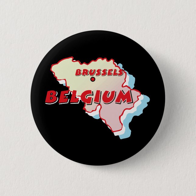 Chapa Redonda De 5 Cm Mapa de Bélgica (Anverso)