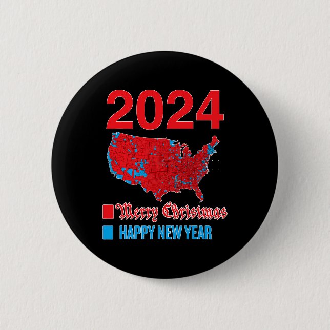 Chapa Redonda De 5 Cm Mapa de elecciones de 2024 Feliz Navidad feliz N (Anverso)