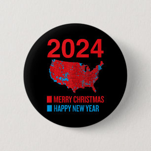 Chapa Redonda De 5 Cm Mapa de elecciones de 2024 Feliz Navidad feliz N