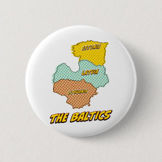 Chapa Redonda De 5 Cm Mapa de estados bálticos ilustrados de arte pop