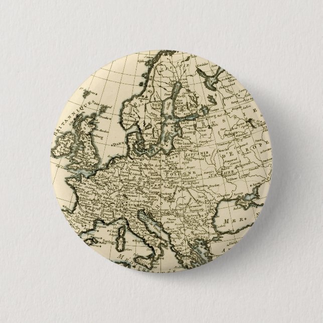 Chapa Redonda De 5 Cm Mapa de Europa de Guillaume Raynal (Anverso)